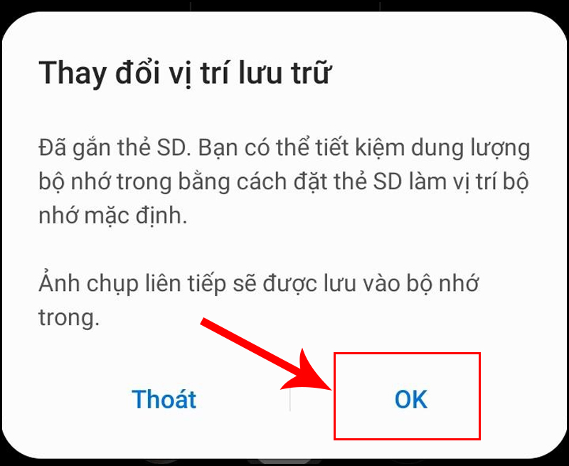 Đổi vị trí lưu trữ khi vừa truy cập vào máy ảnh